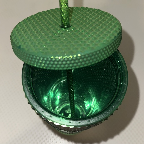 Starbucks Metallic Green Studded Bling 24 oz Tumbler Cold Cup New - Picture 3 of 3